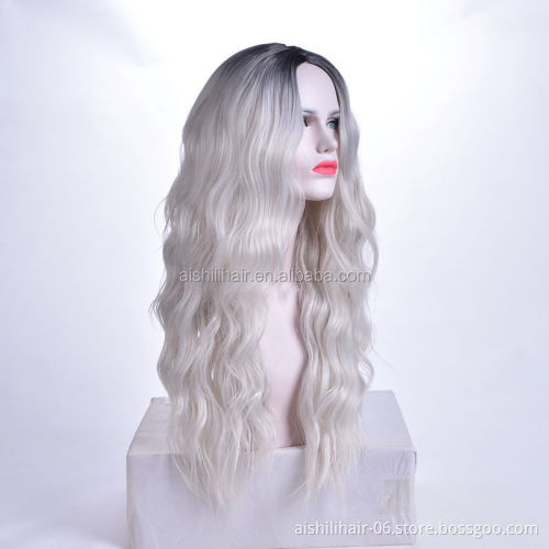2019 Best sellers long wavy 22 inch ombre color Synthetic wig and lace front wig for woman